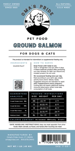 Oma's Pride Ground Salmon -Peticlean Shop 1lb GSArtboard 14x 56609.1635429284