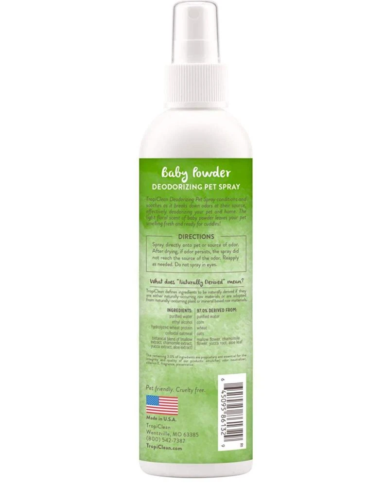 TropiClean Baby Powder Deodorizing Spray For Pets 4 TropiClean Baby Powder Deodorizing Spray For Pets - Image 2