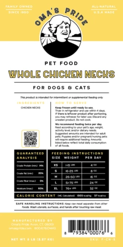 Oma's Pride Whole Skinless Chicken Necks -Peticlean Shop 5lbArtboard 14x 86143.1635523641