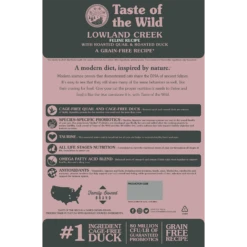 Taste Of The Wild Lowland Creek Feline Recipe With Roasted Quail & Roasted Duck -Peticlean Shop Lowland Creek Back